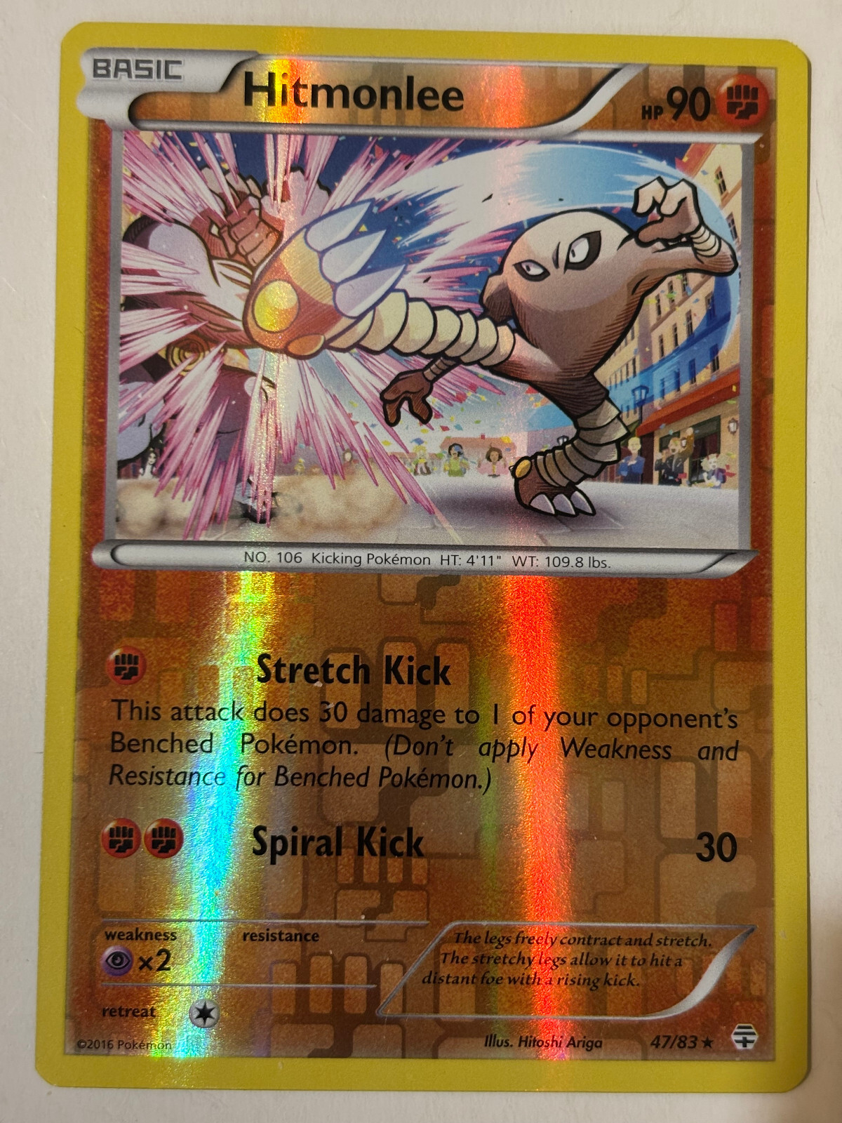 Pokemon Card Hitmonlee Generations Reverse Holo Rare 47/83 LP/NM