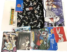 Looney Tunes School LOT Vintage Binder Folders Pencils Decal Notebook Mouse Pad