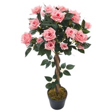 3/4/5ft Artificial Rose Plant Realistic Fake Tree with Pot for Home Office Décor