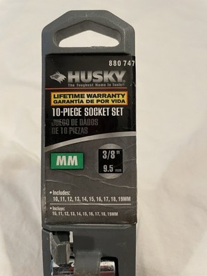 Husky 10-Piece Socket Set 3/8 Metric 6 Point 10-19MM Used In Good Condition