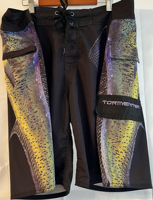 Tormenter ''Side To'' Fishing Board Shorts - Tuna Graphics - 8-Way Stretch - Sz 34