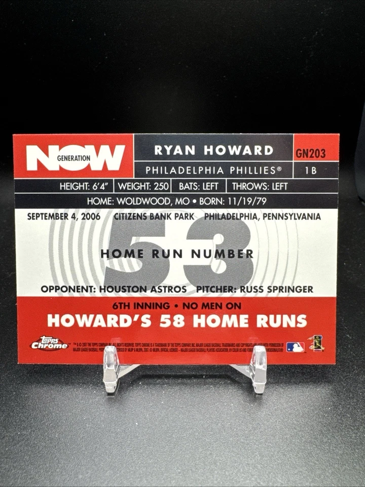 2007 Topps Chrome Generation Now #GN203 Ryan Howard - Image 2 of 2