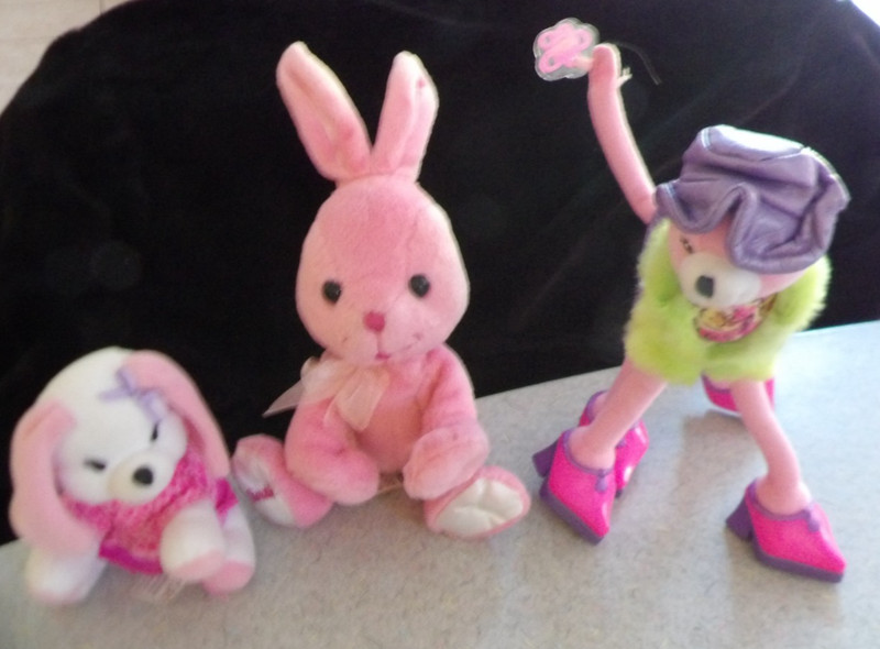 Barbie Pose Me Pets 2002 Mattel Plush Pink Cat Doll PINK BUNNY & PUPPY LOT 3