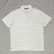 Travis Mathew Polo Shirt Mens 2XL White Striped Short Sleeve Golf Performance