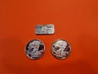 3 Assorted 1 Gram Silver  2 -  American Eagle and 1 Bar .999 Fine Silver