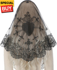 Mantilla Veils for Church Catholic, Triangle Black Seven Sorrows Sacred Heart...