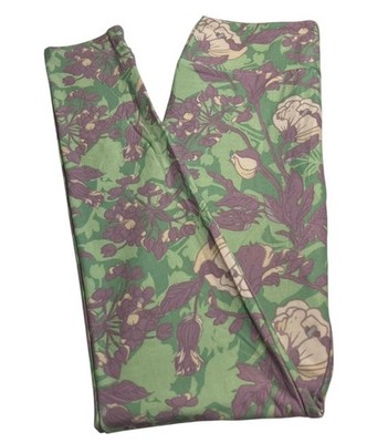 LuLaRoe Leggings OS One Size EASTER Floral PURPLE GREEN Colorful PASEL Modern