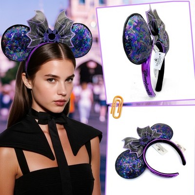 Disney Minnie Mouse Loungefly Exclusive Spiderweb Sequin Ear Headband NWT 1 Disney Parks Loungefly Halloween Spiderweb Minnie Sequin  main image 4