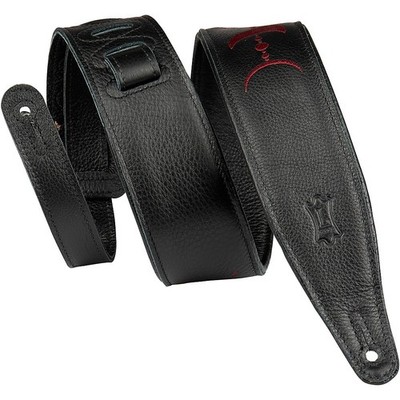 Levy's 2.5'' Black Garment Leather Guitar Strap Burgundy Moon