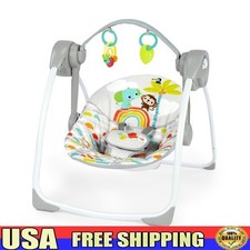 Playful Paradise Portable Compact Baby Swing with Toys Unisex Adjustable Recline