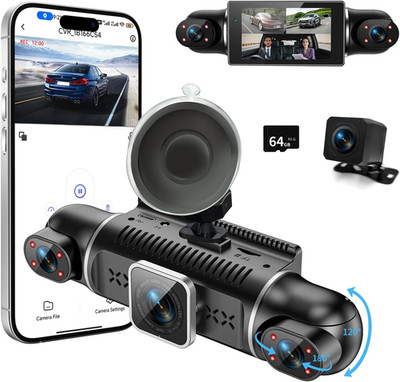 Dashcam Front Rück Kamera 4K 1080P 4 Kanal 4 x 140° Weitwinkel 4'' Bildschirm 64GB