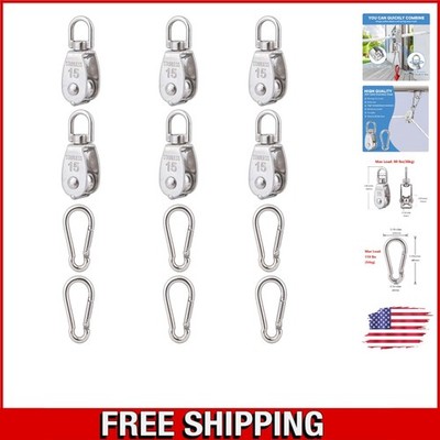 Durable 6Pcs M15 Stainless Steel Lifting Block with 119 Lbs Capacity Hooks