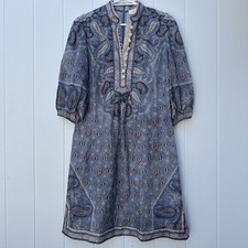 Zimmerman Size 0 Blue Paisley Linen Dress