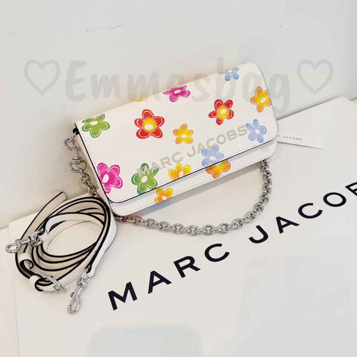 Marc Jacobs Mini Chain Bag 4P6SMN021S01 White Multi $288 Flower