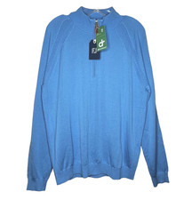 FootJoy 1/4 Zip Golf Sweater Wool Performance Mens Large Riviera Blue Pullover