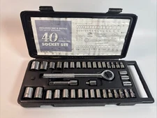 40 Piece Socket Set SAE and Metric Model P975 Forged Steel 3/8" Ratchet
