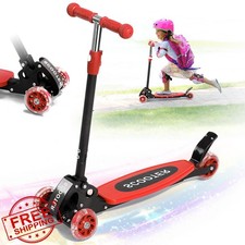 Kids 3-Wheel Kick Scooter Light Up Lean Steer Foldable
