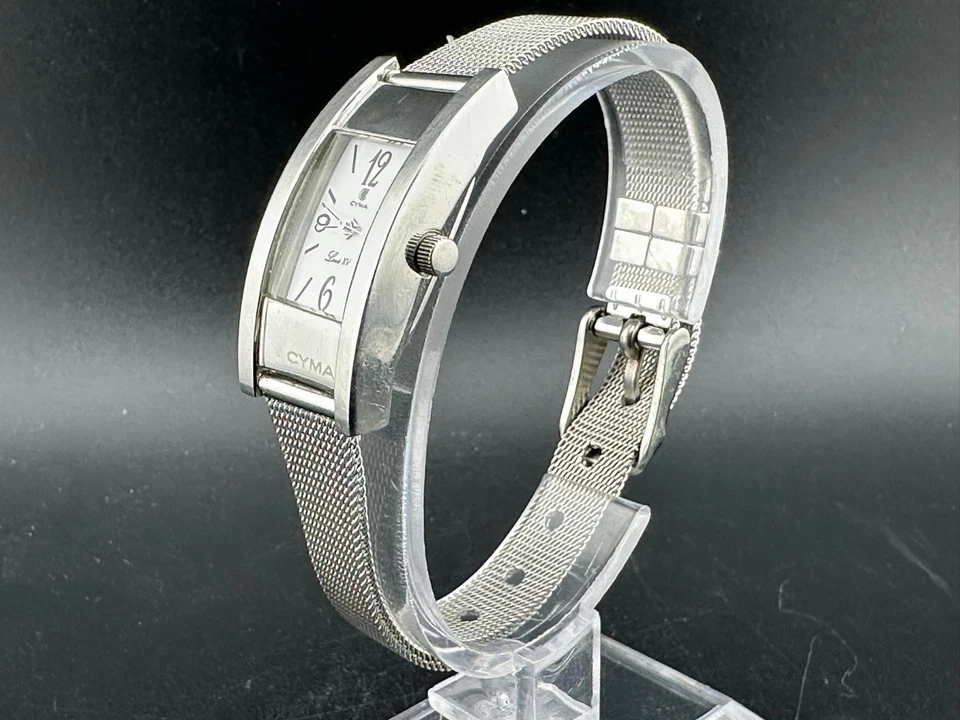 Cyma Louis XV relógio de quartzo feminino mostrador prateado aço inoxidável 18 mm nova bateria - Imagem 4 de 4