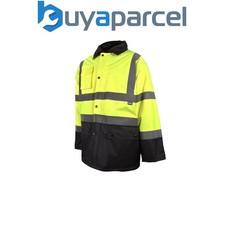 Image of Scan SFJK81 Hi-Vis Yellow/Black Motorway Jacket Coat - M (41in) SCAHVMJMYB