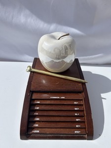 Levenger Wood Desktop Organizer Index Card File with Alphabetical Tabs