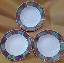 3x Royal Norfolk Retro Design White Purple Green Seashell Small Side plates 19cm