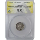 1920 Mercury Silver Dime EF 45 Details ANACS 10c Coin SKU:I25446
