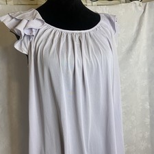Vintage Womens Lavender Maxi Shear Nightgown Layered Ruffle Sleeve Sz S/M