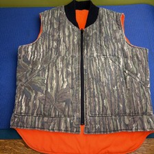 Vtg Walls Vest Men Medium Orange Camo Reversible Realtree Blizzard Pruf USA 90s