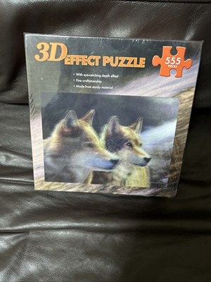 WINTERWÖLFE 3D-EFFEKT-PUZZLE 555 TEILE linsenförmig 48 cm x 35 cm