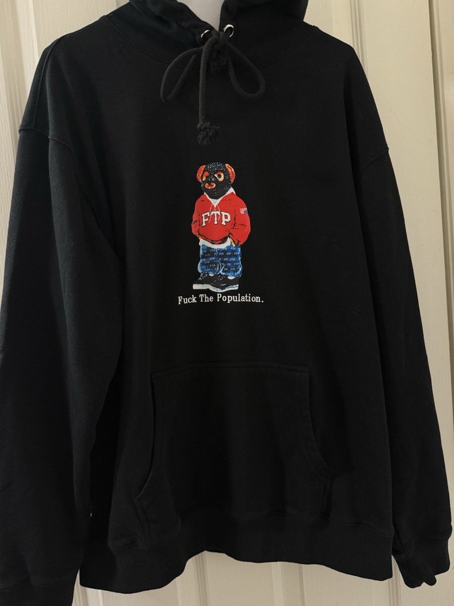 FTP Bear Hoodie Black XL Rare Supreme Fuct Streetwear Limited