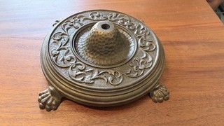 ANTIQUE VINTAGE HEAVY CAST IRON FOOTED FLOOR LAMP BASE LIGHT PART