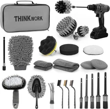 27PCS Car Detailing Brush Kit with Drill Brushes & Polishing Pads