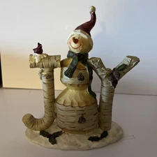 TII Collections Resin Wood Carved Looking Snowman - JOY