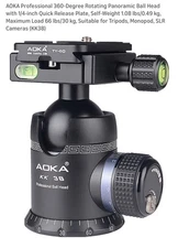 AOKA KK38 Professional Ball Head TY-60 Quick Release Plate Fr Tripod Monopod SLR