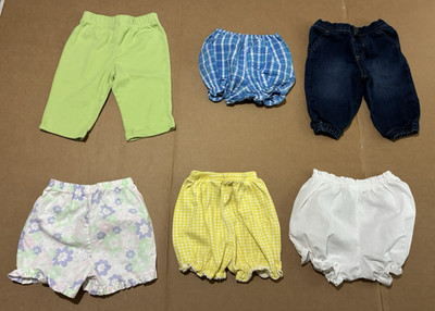 Girls Infant 6-9 Months Bottoms Lot of 6 Pants & Bloomer Panties Multiple Brands