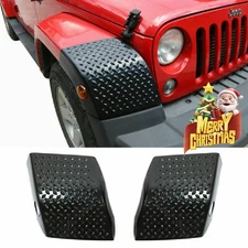Front Wheel Eyebrow Lamp Cover Overlay Armor For Jeep Wrangler JK 2007-18 Black