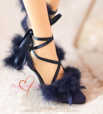 1/3SDGR/13/16 BJD Shoes Doll High Heels Satin Vamp Ribbon  Hairy Ball 4 Colors