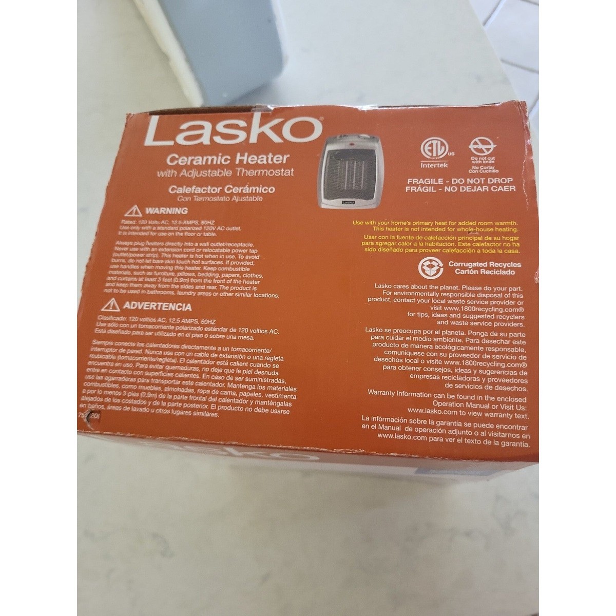 Lasko 754200 Ceramic Heater with Adjustable Thermostat | eBay