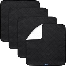 Waterproof Incontinence Chair Pads Quilted Seat Pads Cover 4 Pack 22"x21" Black