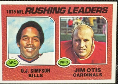 1976 TOPPS FOOTBALL #203 RUSHING LEADERS OJ SIMPSON JIM OTIS