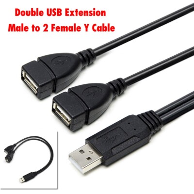 USB 2.0 Typ A Dual Adapter Y Splitter Kabel 1x Stecker auf 2x Buchse