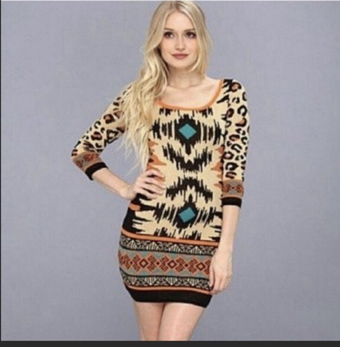 Flying Tomato Leopard Aztec Sweater 