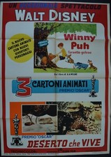 manifesto 2FG 3 CARTONI ANIMATI WINNY PUH DESERTO CHE VIVE WALT DISNEY