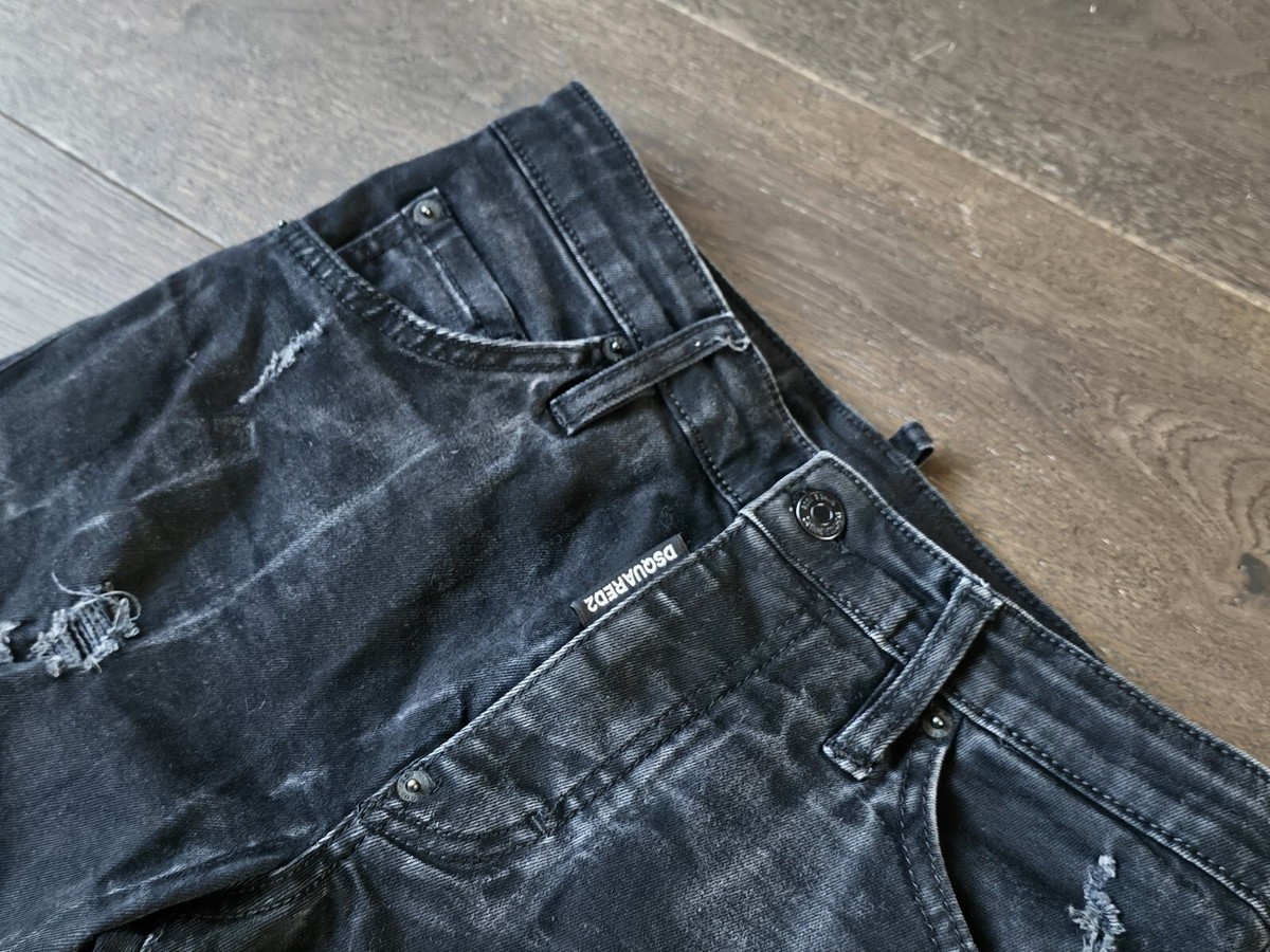 DSQUARED2 Black Slim Fit Mens Jeans - Tidy Biker - Size 42 - SMALL
