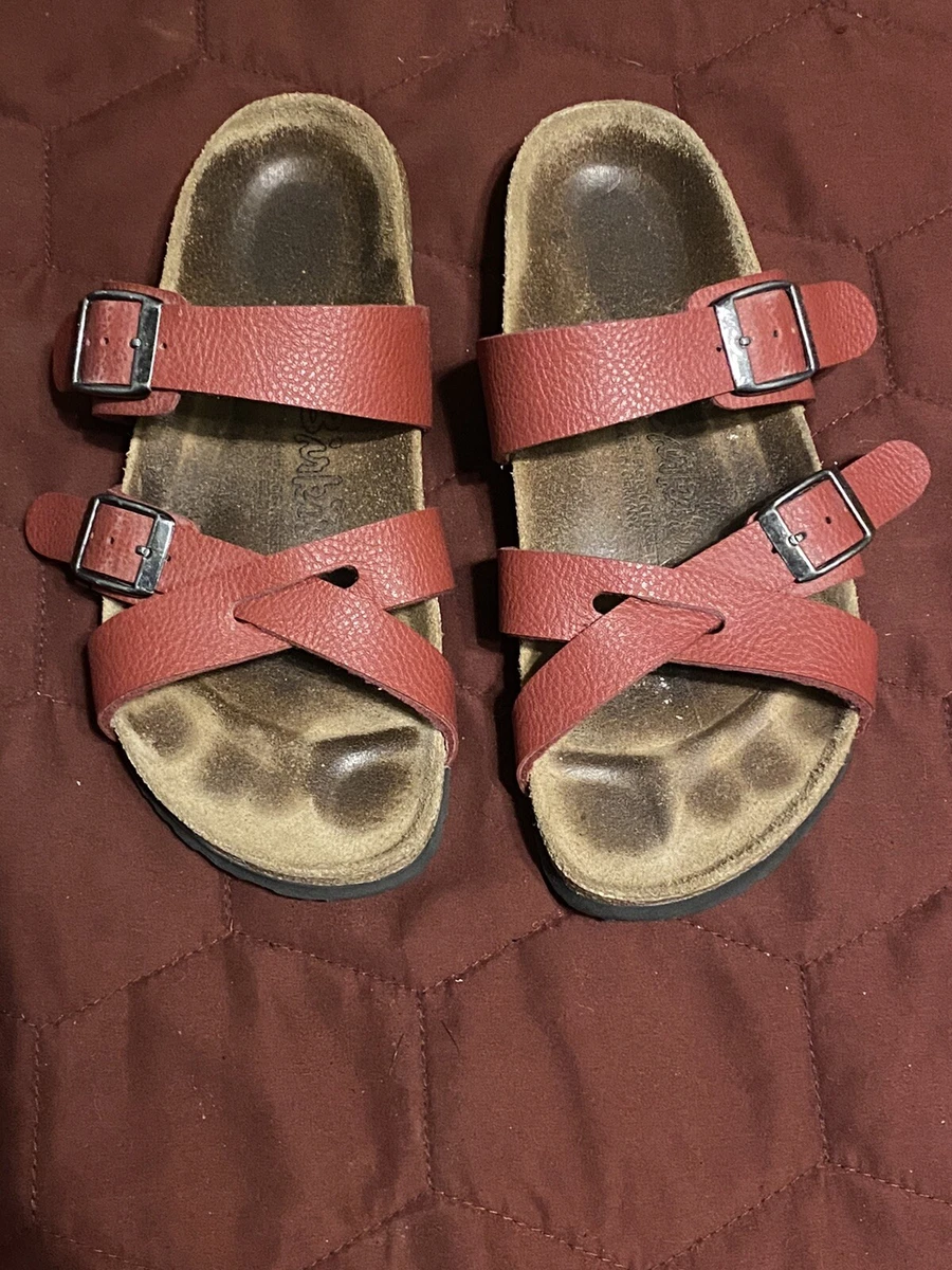 Red criss cross sandals top