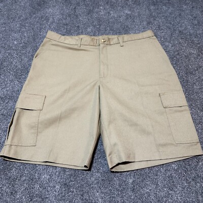 NEW Edwards Shorts Mens 38 Khaki Flat Front High Rise Cargo Pockets Casual 