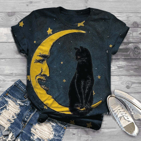 Cartoon 3D Digital Printing Casual Short Sleeve Women casual top