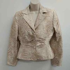 Kay Unger Womens Blazer Jacket Size 10 Beige Long Sleeve Collared