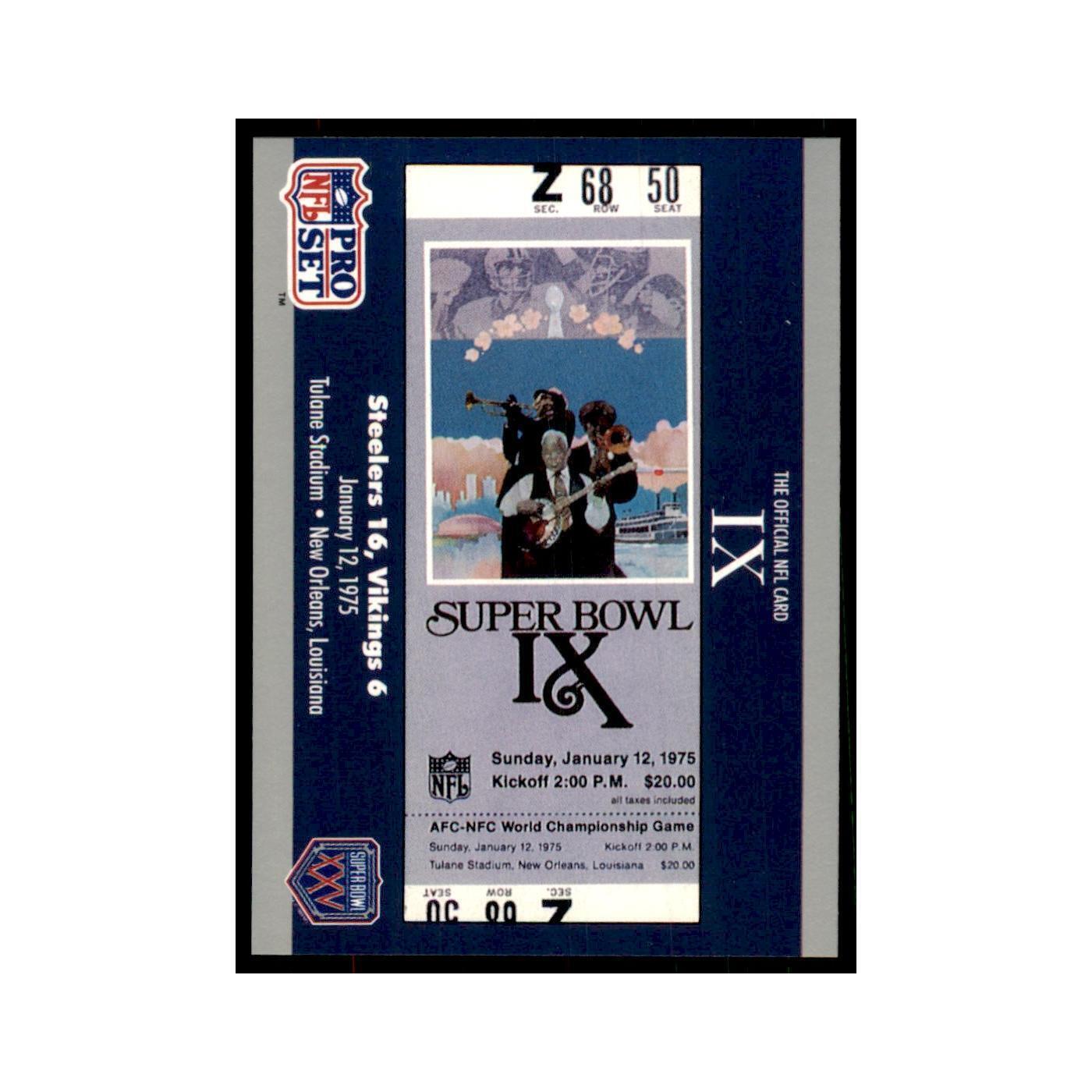 1990 Pro Set Silver Anniversary SB IX Commemorative Ticket #9