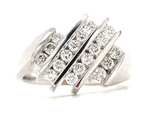 14K White Gold Channel Cluster Ring